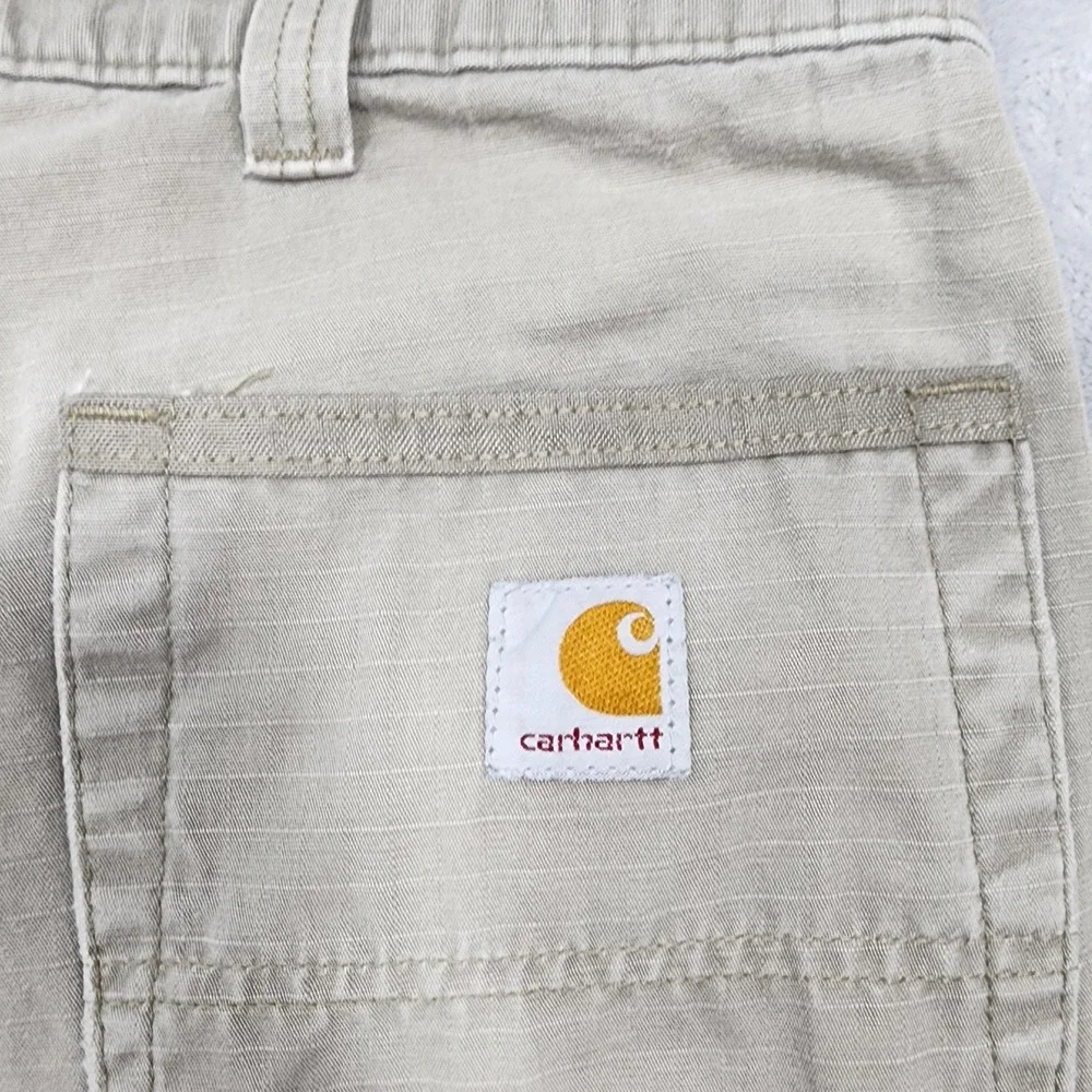 Carhartt Pants Mens 32x30* Beige Relaxed Fit Double Front Ripstop Cargo Utility
